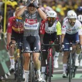 Le Belge Jasper Philipsen a été le plus fort au sprint KEYSTONE/AP/Thibault Camus